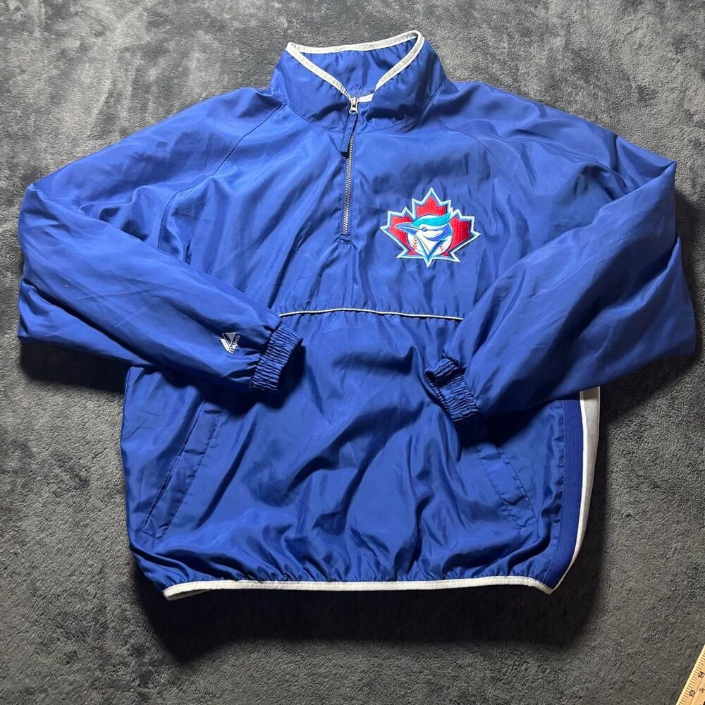 Vintage Majestic Toronto Blue Jays MLB Windbreaker Men’s XL Blue Quarter-Zip